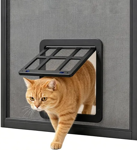 Miniatura 11 de Puerta mosquitera para puerta mosquitera con cierre automático magnético, pestañas dobles bloqueables, puerta mosquitera para perros, fácil acceso