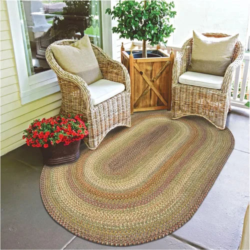 Miniatura 60 de Alfombra ovalada trenzada gris humo de 20 x 30 pulgadas, lavable para interiores y exteriores, decoración campestre para cocinas y entradas