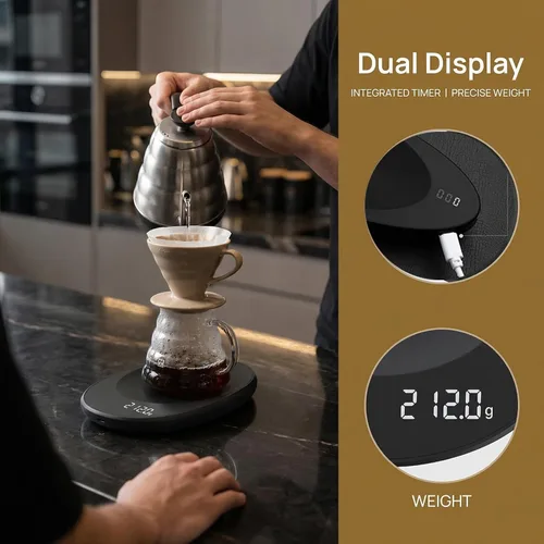 Miniatura 8 de Báscula digital de gramos con cuchara de café, escala de té de 17.64 oz/0.00 oz para té suelto, color negro, mini báscula digital de bolsillo