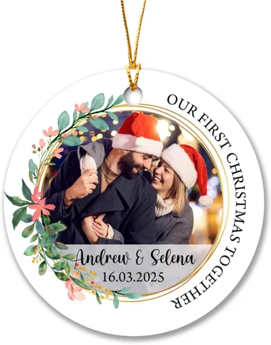 Miniatura 8 de Marco de fotos personalizado para perro, adorno de Navidad 2025 – Nombre y año personalizados para decoración de árboles, adorno de imagen