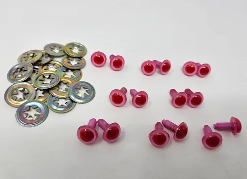 Zim - Par de ojos de seguridad de conejo de plástico Albino rojo y rosa de 0.472 in para manualidades Amigurumi muñecas o marionetas (paquete de 8)