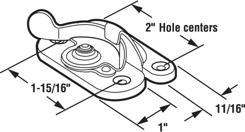Miniatura 2 de Prime-Line F 2619 Cerradura de banda, centro de agujeros de 1-15/16 y 2 pulgadas, se adapta a ventanas de madera colgadas simples/dobles, acero