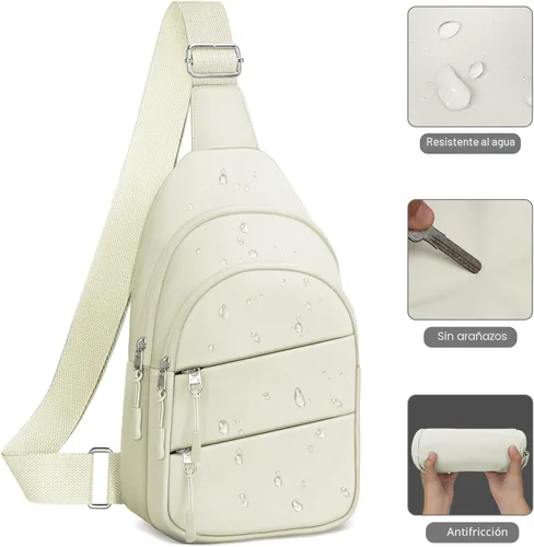 Miniatura 5 de Tuwubi Bolsos cruzados para mujer, bolsa para hombres, mochila pequeña de senderismo antirrobo, ligera para viajes al aire libre (M, beige)