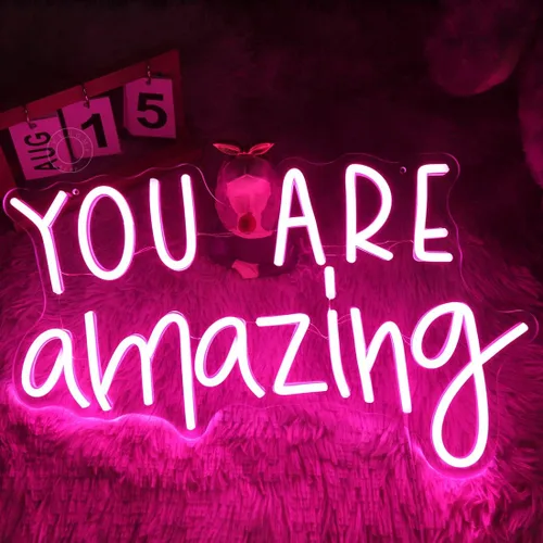 Miniatura 3 de SYLHOME Letreros de luz LED de neón Pink You Are Amazing para bodas, cumpleaños, fiestas de niñas, letrero de decoración de pared, aula, hogar