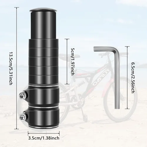 Miniatura 6 de Elevador de potencia de bicicleta ajustable, extensor de manillar de bicicleta que aumenta la altura del manillar hasta 5.3 pulgadas para la mayoría