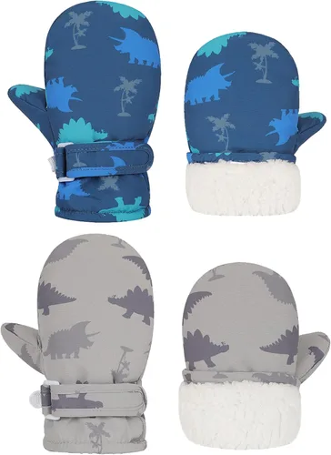 Urban Virgin Guantes de invierno para bebés y niños pequeños, con forro polar, cálidos, impermeables, guantes de nieve para niños y niñas