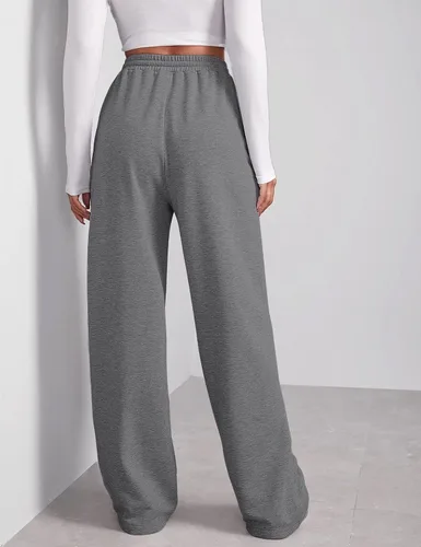 Miniatura 2 de Pantalones deportivos de pierna ancha para mujer, elásticos, de cintura alta, con cordón y bolsillos