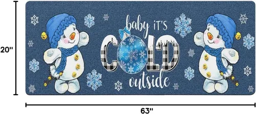 Miniatura 2 de Tapete de baño azul navideño para bañera, antideslizante, de secado rápido y absorbente, tierra de diatomeas, fregadero, dormitorio, cocina