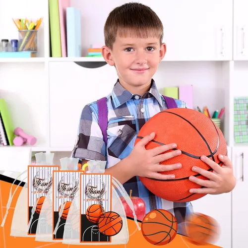 Miniatura 6 de Huquary 30 juegos de llaveros de acrílico para fiestas de equipos deportivos, regalos para recompensas de fiesta de cumpleaños (naranja, baloncesto)