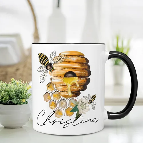 Miniatura 2 de Personalized Beehive and Bees Ceramic Coffee Mug, 11 or 15 oz