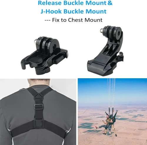 Miniatura 6 de Accesorios para cámara de acción, soportes curvados y planos adhesivos con hebilla, rosca de tornillo de 1/4 con tornillo de pulgar, compatible