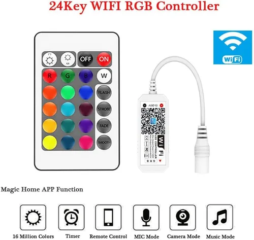 Miniatura 2 de Controlador inteligente WiFi inalámbrico RGB LED que funciona con sistema Android iOS aplicación de teléfono móvil para tira de luz LED 5050 3528