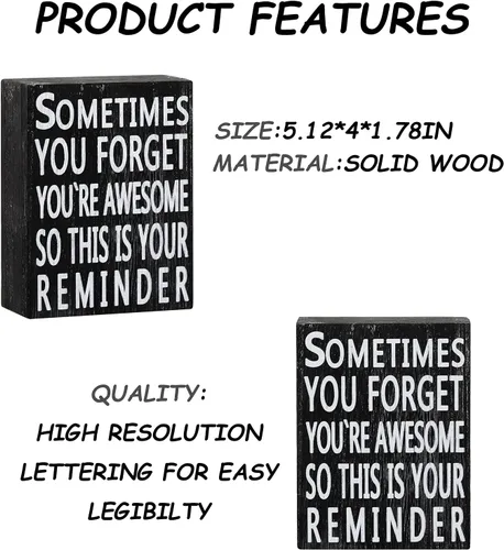 Miniatura 2 de Jetec Letrero inspirador de madera de 5 x 4 pulgadas, escritorio de oficina en casa, decoración motivacional, regalo con texto en inglés "Sometime