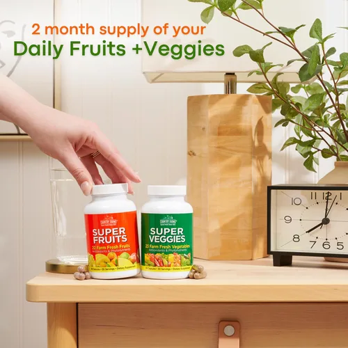 Miniatura 5 de Country Farms Suplemento de frutas y verduras, 180 cápsulas de frutas y 180 verduras, verduras y rojos llenos de superalimentos, potentes