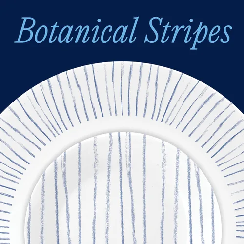 Miniatura 2 de Corelle - Juego de vajilla de 18 piezas para 6 personas, platos y tazones redondos ligeros, vidrio de triple capa Vitrelle, resistente a las Franjas