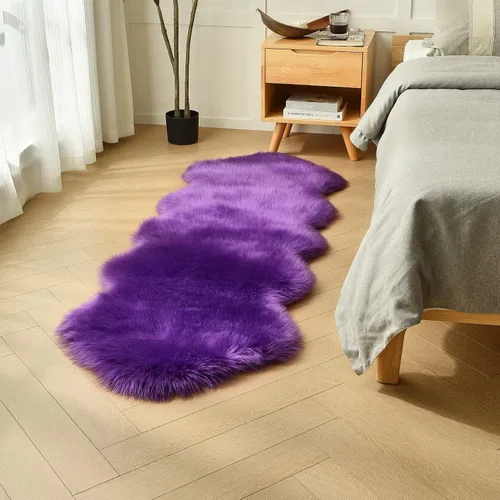 Miniatura 50 de duduta - Alfombra de pelo de oveja sintética verde esmeralda de 2 x 3 pies, alfombra esponjosa lavable para cabecera de cama pequeña, dormitorio