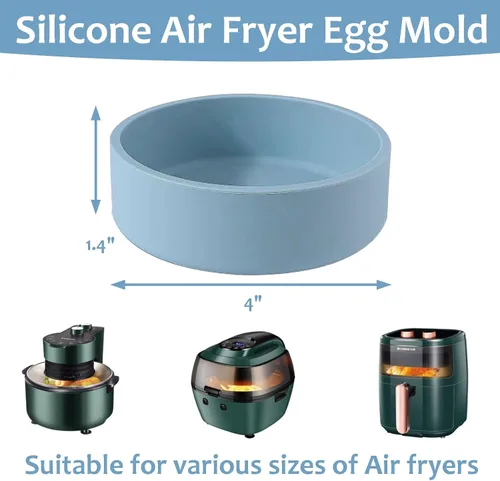 Miniatura 2 de Molde de silicona para freidora de aire, 3 piezas reutilizables para freidora de aire, sartén para huevos, molde antiadherente para huevos, molde