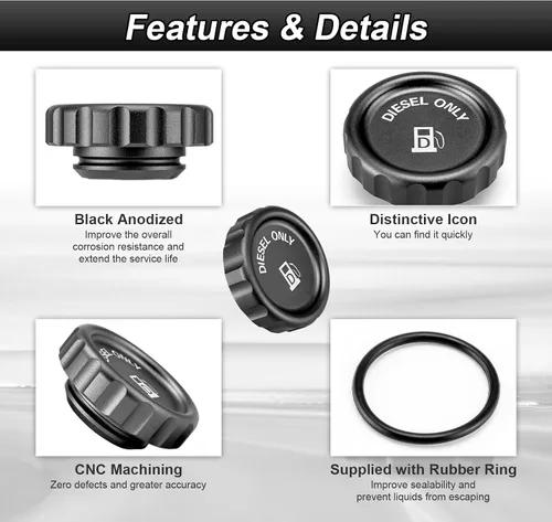 Miniatura 2 de Tapa magnética de combustible diésel de aluminio 6061 compatible con Chevrolet Silverado Tahoe 1500 Fit GMC Sierra Yukon 1500 General Motors 3.0