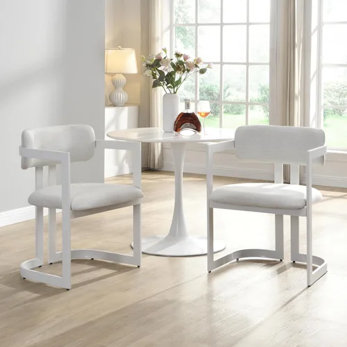 Miniatura 16 de Christopher Knight Home Auber - Juego de 2 sillas de comedor tapizadas modernas, juego de sillón de comedor tapizado de tela con marco de metal