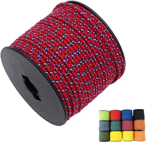 Miniatura 11 de Cuerda de nailon trenzada sólida de 1/8 pulgadas (3mm) de 164 pies, cordón paracord de 5 hebras, cuerda delgada para manualidades, multiusos