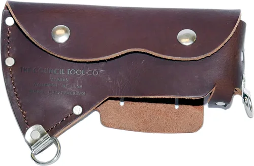 Miniatura 10 de COUNCIL TOOL Hacha Wood-Craft Pack - Hacha de camping de 2 lb, mango curvado de nogal americano de 24" con funda de cuero, fabricado en los Estados