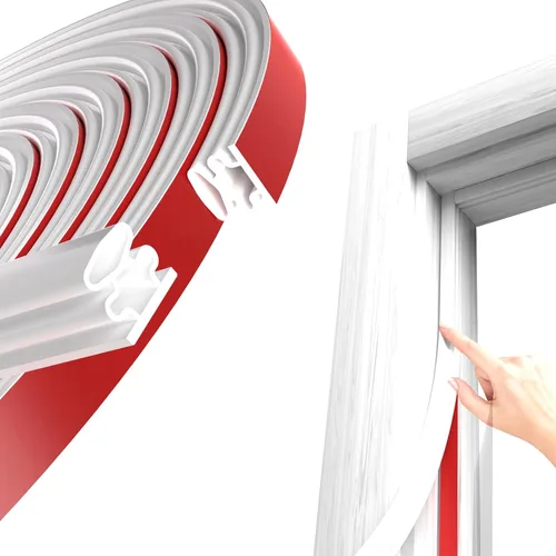 Miniatura 14 de Tira de sellado de goma autoadhesiva en forma de D de 20 pies, burlete negro para puertas y ventanas – Bloqueador de huecos con insonorización