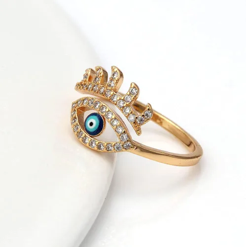Miniatura 2 de Anillos abiertos de circonita cúbica azul turco para mujeres, niñas, adolescentes, cristal de circonita cúbica brillante, chapado en oro de 18
