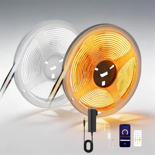 Miniatura 5 de COB - Tira de luces LED, luz LED blanca ajustable CCT de 9.84 pies, 2700K-6500K, CRI90+, 24 V, regulable, con control de aplicación Bluetooth
