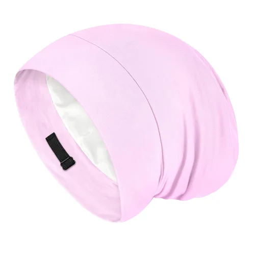 Miniatura 19 de Fittia Cofia de satén para dormir, sedosa sin encrespamiento para el cuidado de rizos, correa ajustable para no deslizarse, gorra para trenzas