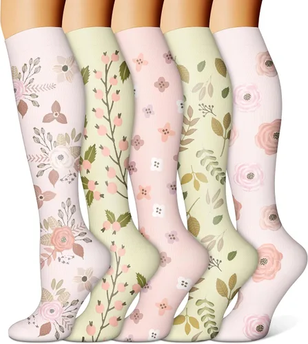 Miniatura 39 de FEYHAY Calcetines de compresión de cobre (5 pares) de 15-20 mmHg, la circulación es la mejor atlética y diaria para hombres y mujeres, correr