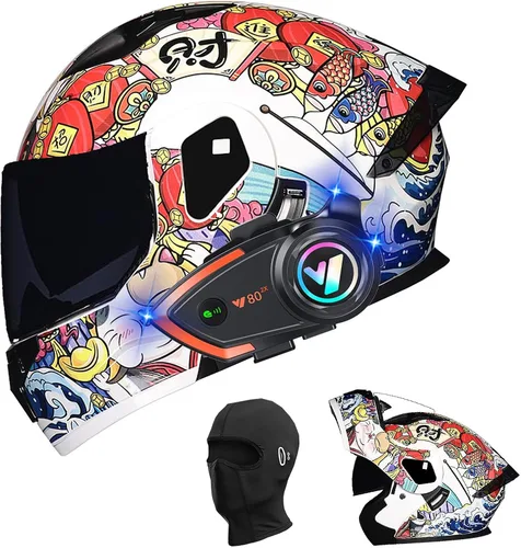 Miniatura 24 de Cascos de motocicleta para hombre, aprobado por DOT, casco de motocicleta de cara completa para adultos, casco de motocicleta con doble visera, D