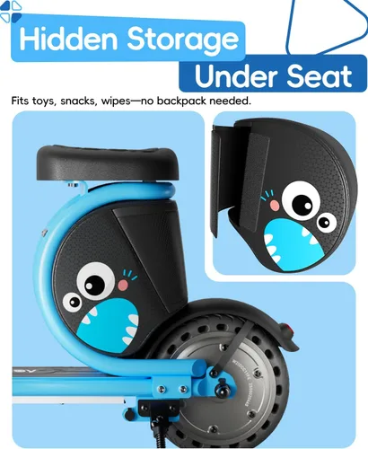 Miniatura 5 de Hiboy JoyHaul Electric Scooter for Kids Ages 4-10, with Seat, UL 2272 Certified, 100W Motor, 5 Miles Range, 9.3 MPH, LED Lights, Under-Seat Storage