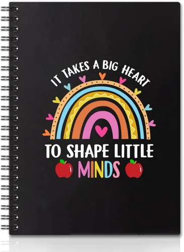 It Takes A Big Heart - Cuadernos en espiral de tapa dura de 160 páginas de 6 x 8 pulgadas para escribir y dibujar, divertido diario negro arcoíris o