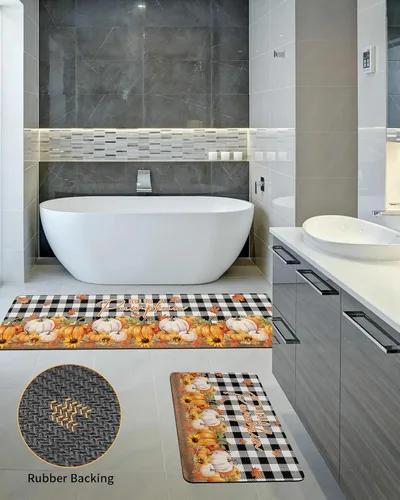 Miniatura 5 de Tapete de baño de calabaza de Acción de Gracias para bañera, antideslizante, de secado rápido y absorbente, tierra de diatomeas, fregadero de ducha