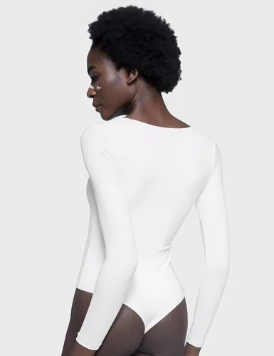 Miniatura 54 de PUMIEY Body sexy de manga larga con cuello cuadrado para mujer, colección Smoke Cloud