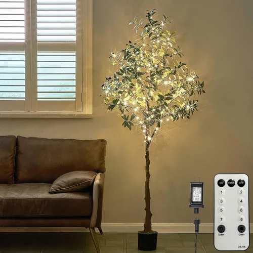 Miniatura 12 de Hairui Árbol de Flores Artificiales de Gypsophila con Luces 5 Pies 126 LED, Árbol de Ramas de Gypsophila Preiliminado para Decoración de Bodas