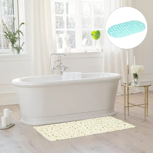 Miniatura 6 de uxcell Tapete de ducha para bañera, 26 x 14.2 pulgadas, tapete ovalado de PVC antideslizante con agujeros de drenaje, ventosas para bañera