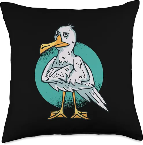 Miniatura 4 de Funny seagull comic graphic for coast of East Frisians and North Sea Throw Pillow
