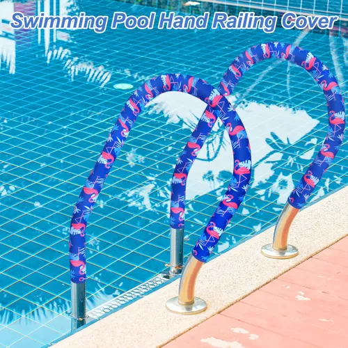 Miniatura 6 de Junkin Cubierta para pasamanos de piscina de 4 pies, cubierta para barandilla de mano de piscina con cremalleras, barandilla antideslizante, agarre