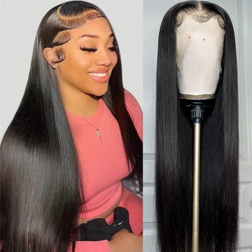 Miniatura 19 de Iris Queen Pelucas de cabello humano lacio HD 12A 13x4 con encaje frontal transparente de densidad 180 con cabello de bebé para mujer, color negro