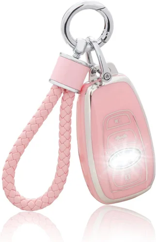 Miniatura 17 de YO&YOYE Funda para llavero Ford con llavero, funda de TPU suave rosa para F150 Explorer Mustang Edge Lincoln MKZ MKX MKC