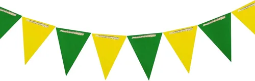 Miniatura 9 de ZOOYOO Banderín de 20 pies, banderín rojo, azul y amarillo, banderas triangulares de papel para fiesta de cumpleaños de bebé, decoración de boda