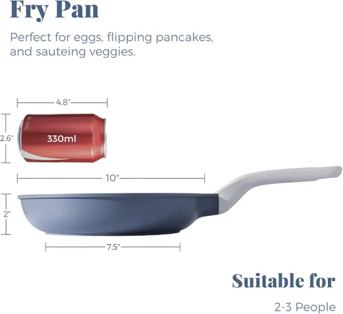 Miniatura 2 de PRICUSIS - Sartén antiadherente de cerámica, 20,32/25,4/30,48 cm, sartén no tóxica, sartenes para huevos y tortillas y para el chef, compatible