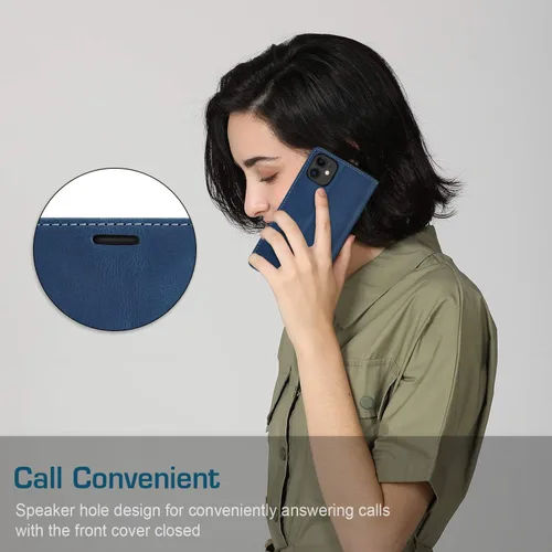 Miniatura 8 de japezop Funda compatible con iPhone 11, iPhone 11 con bloqueo RFID, soporte de tarjetero, funda de cuero con tapa para iPhone 11 de 6.1 pulgadas Azul