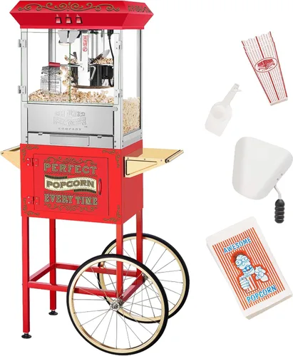 Great Northern Popcorn Company 5995 10 oz. Máquina perfecta para hacer palomitas de maíz con carrito - Roja (5995 GNP Roja 10 oz. Completa)