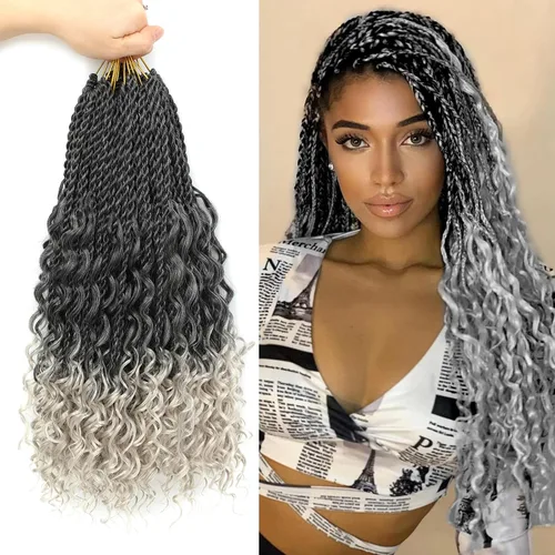 Miniatura 15 de Cabello senegalés de ganchillo con extremos rizados, 12 pulgadas, 8 paquetes de cabello bohemio de ganchillo con rizos de diosa, rizos de ganchillo