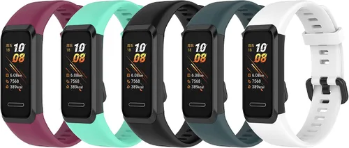 Miniatura 9 de Correas ECSEM compatibles con Huawei Band 4 y 5i de silicona suave, impermeable, ajustable, correa de reloj deportivo, correas de repuesto