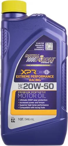 Royal Purple 01051 XPR 20W-50 Aceite sintético ultraligero de rendimiento extremo para motor de carreras, 1 cuarto de galón (32 onzas) (ROY01051)