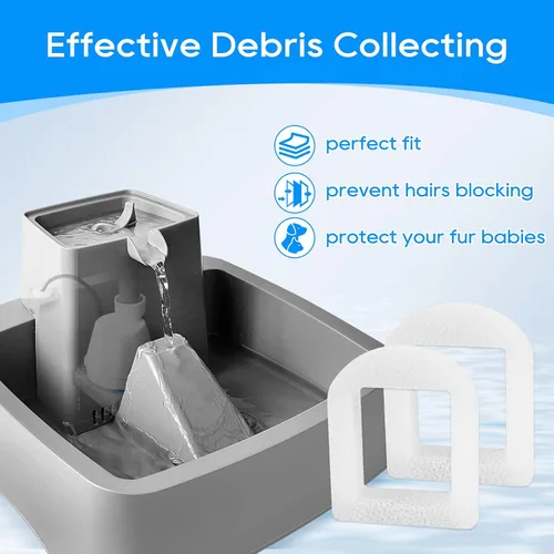Miniatura 3 de Filtro de fuente de agua para gatos compatible con fuente de agua Petsafe, para filtros de fuente de mascotas Drinkwell, filtros de espuma