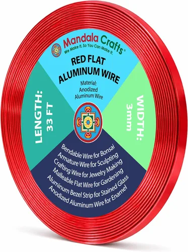 Miniatura 30 de Mandala Crafts Alambre de aluminio anodizado plano de 0.118 in para fabricación de joyas, alambre de bisel negro flexible de color de 33 pies